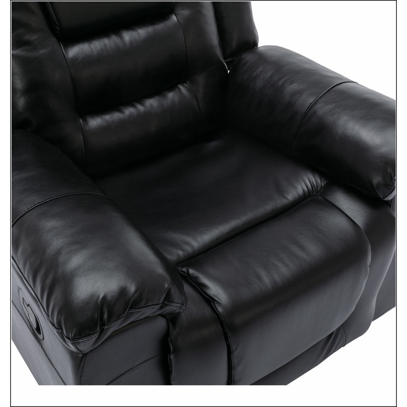 360°Swivel and Rocking Home Theatre Recliner Manual Recliner Chair with Wide Armrest, Black
