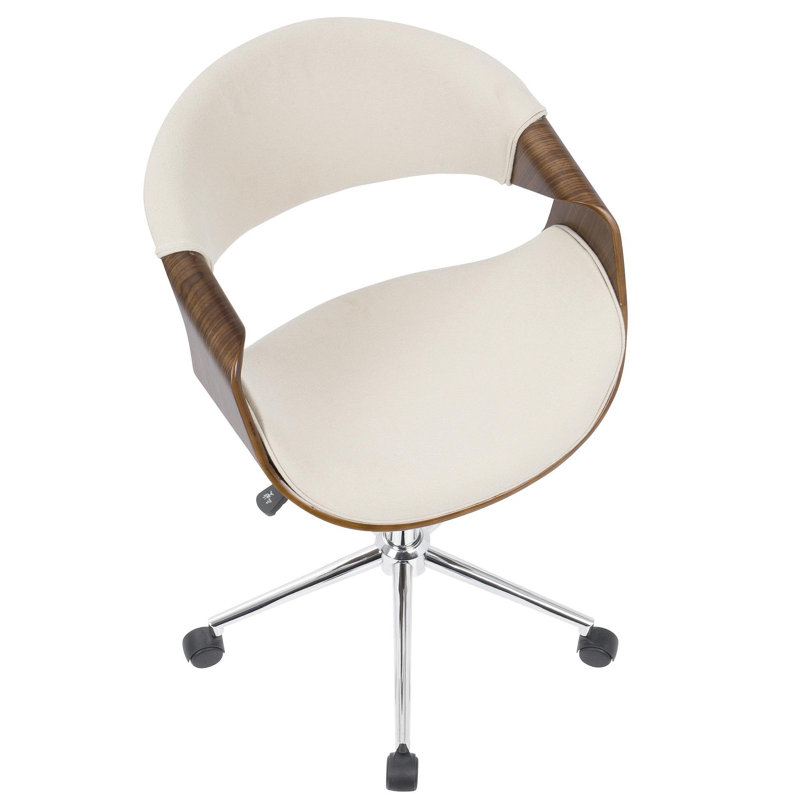 Chaise de bureau en noyer et crème