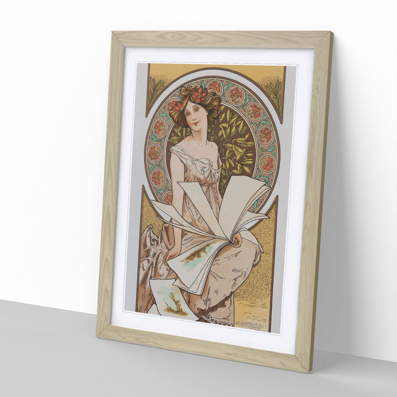 Chamenois Caldenar by Alphonse Mucha - Picture Frame Painting, Oak Framed, 48cm H x 36cm W x 2cm D
