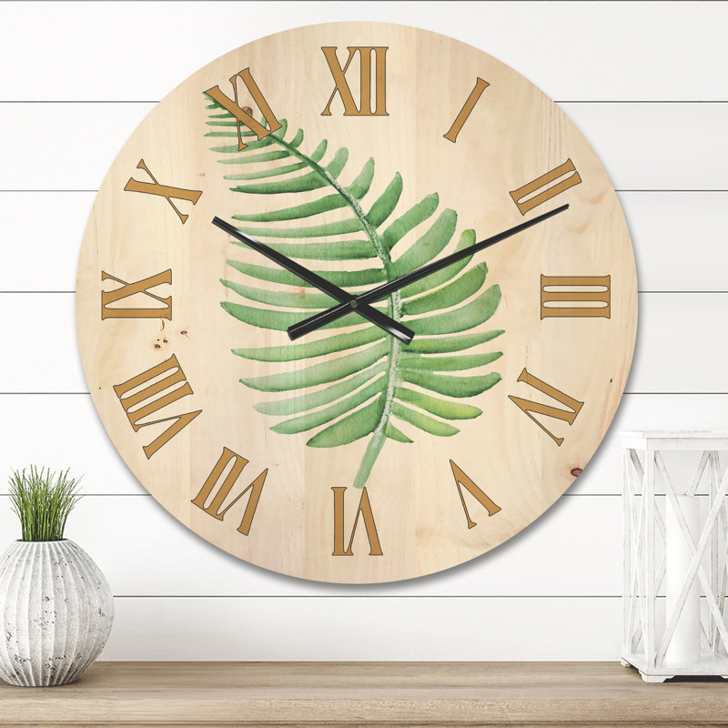 Horloge murale en bois Tropical Leaf of Monstera III, Petit
