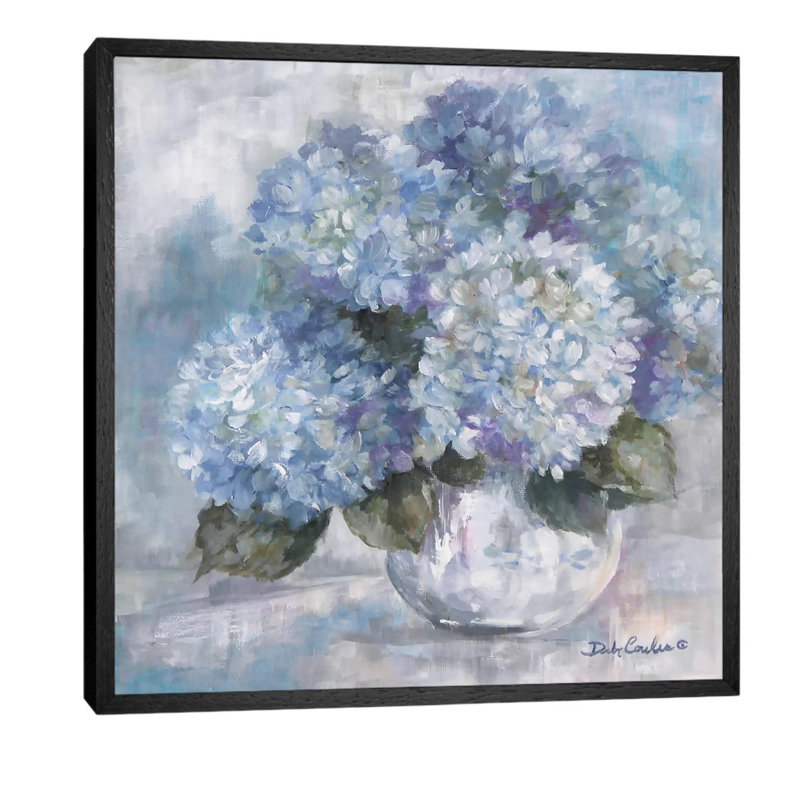 Hydrangea Blues by Debi Coules - Print on Canvas, Black Framed, 45.72 cm H x 45.72 cm W