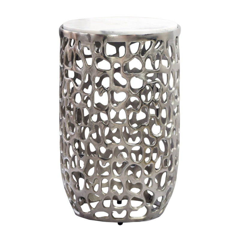 Pedestal End Table, Silver colors