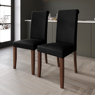 Brown Wooden Dining Chair With Velvet Cover