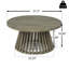 Table basse d'extérieur en bois d'acacia pour le patio, table basse ronde pour la cour arrière, pelouse, balcon, finition grise-130203224