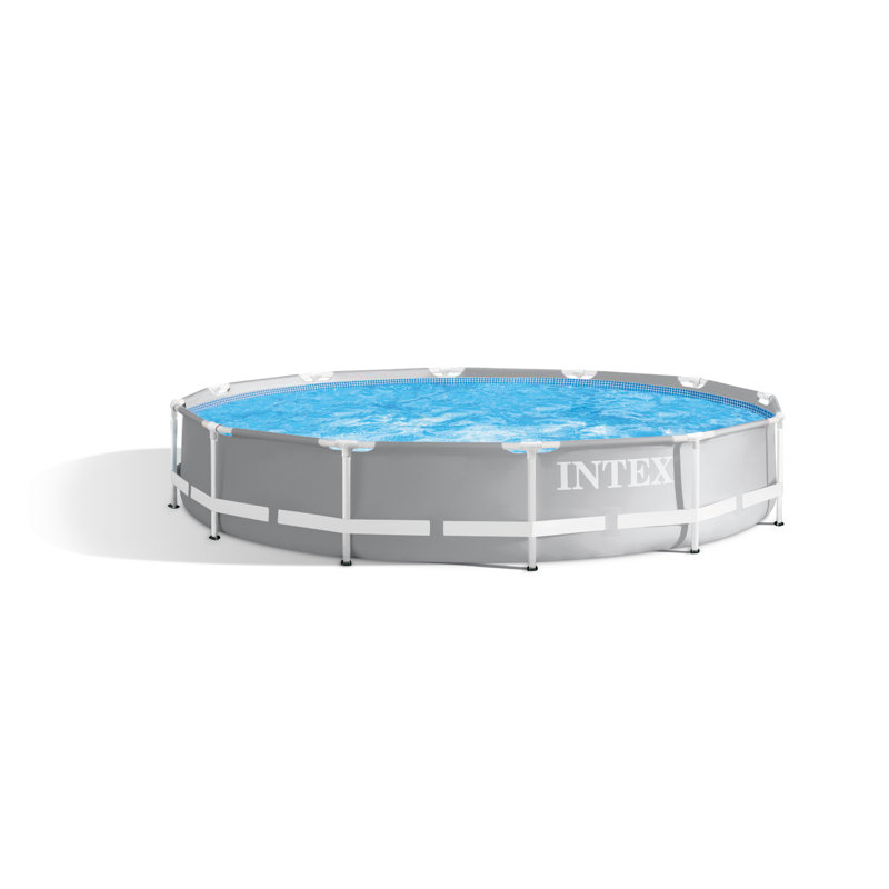Gray 10ft Round Metal Frame Above Ground Pool Set