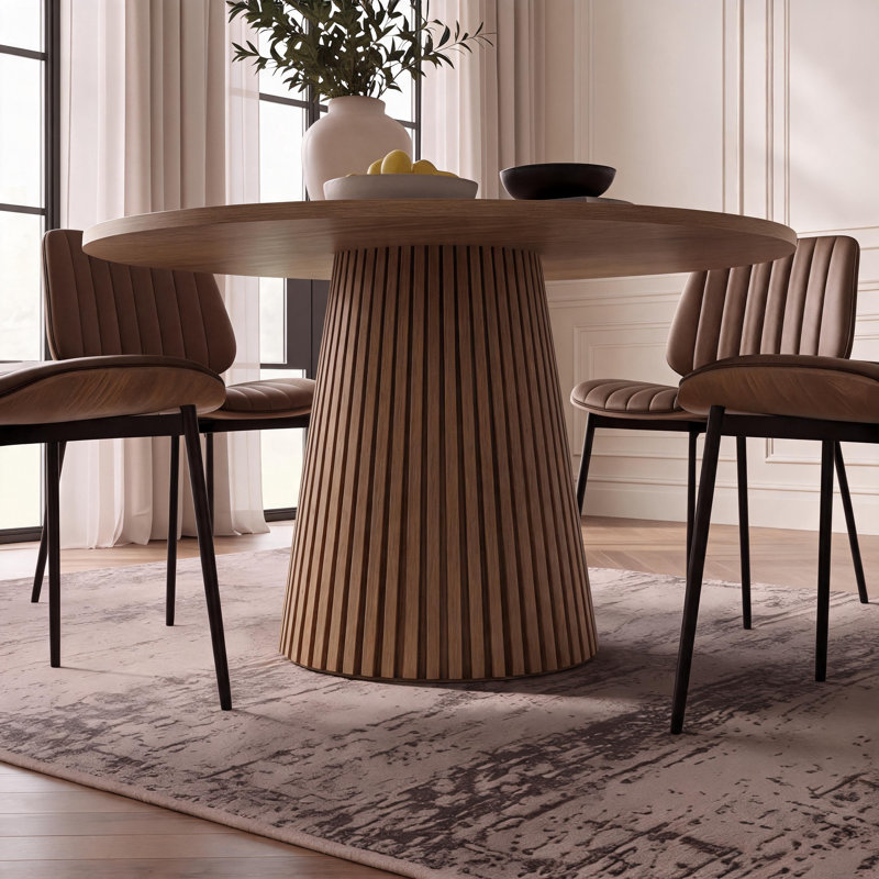 Ensemble de table de salle à manger ovale extensible en bois avec 4 chaises., Bois naturel, Brun