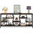 70.9" Industrial Sofa Console Table With 4 Tier Wood Storage Shelves For Hallway, Living Room, Foyer