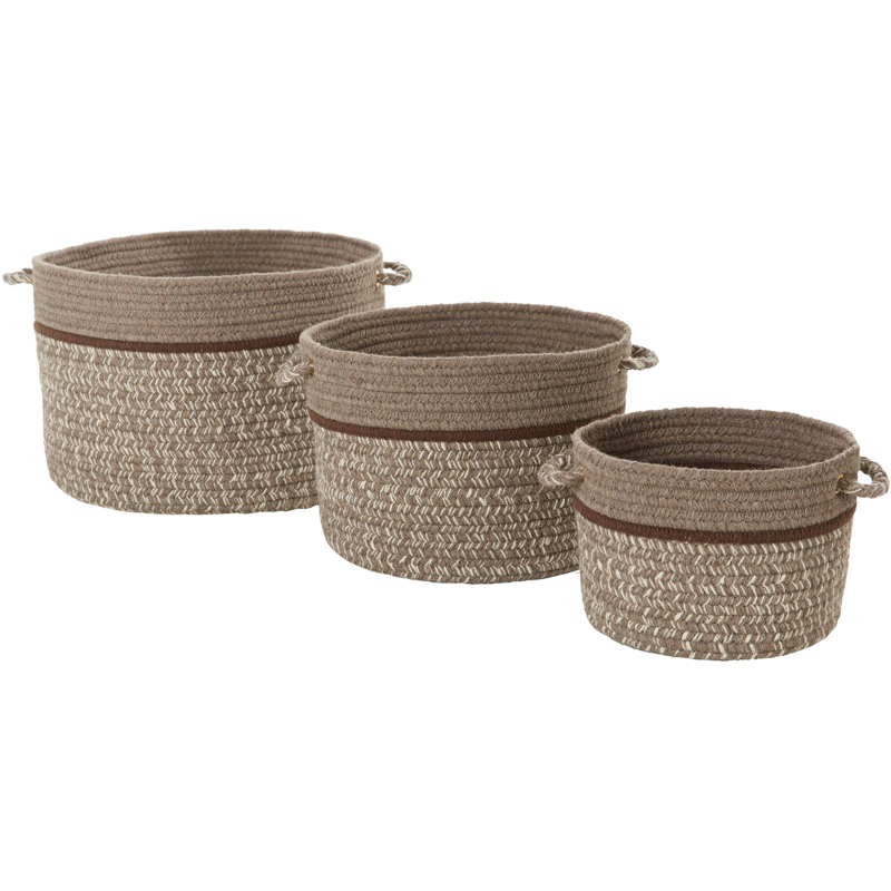 Highland Dunes Fabric Decorative Basket, 12" H x 18" W x 18" D, Mocha