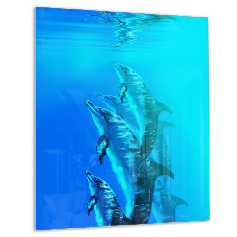 Dauphin en mer-reproduction de photo, H 20 po x l 12 po x p 1 po, Métal