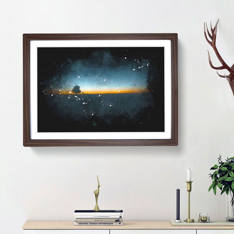 Lone Tree in Brandenburg Germany - Picture Frame Graphic Art Print, Walnut Framed, 62cm H x 87cm W x 2cm D