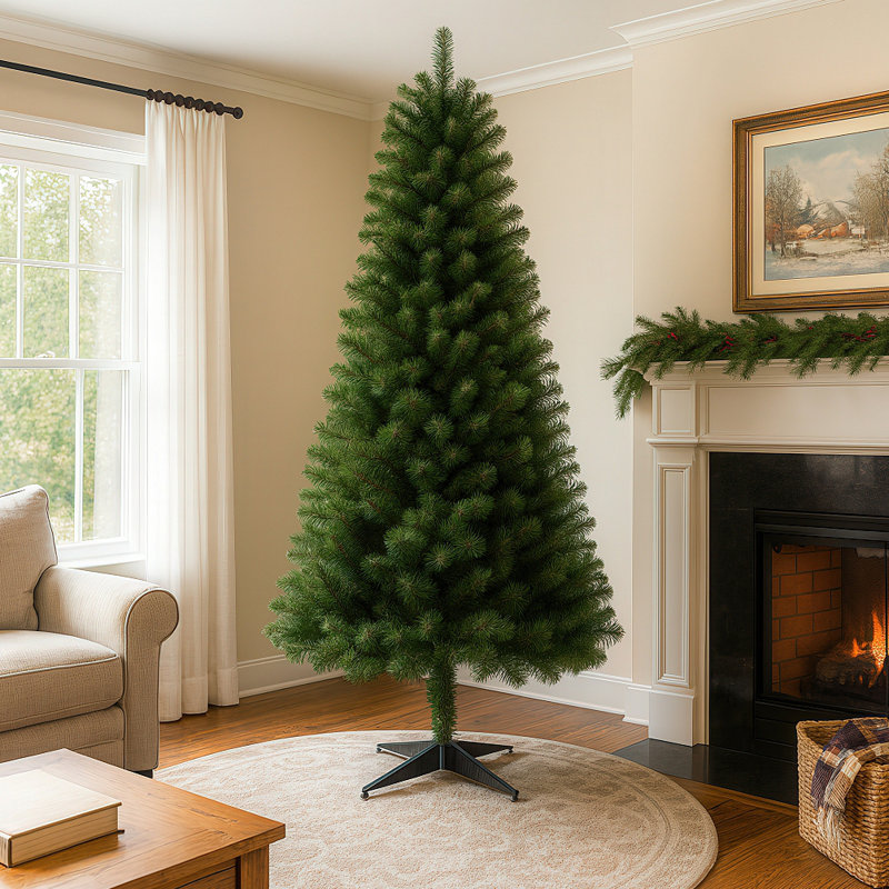 Arbre de Noël artificiel à charnière non éclairé 6 pi avec 582 pointes, arbre de Noël à branches en PVC avec support en plastique à 4 pieds pour la décoration de Noël intérieure