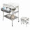 Baignoire pour bébé 2 en 1 avec table à langer, station de changement de couches imperméable et portable, organisateur de chambre de bébé à hauteur ajustable avec support de rangement pour tout-petit nouveau-né