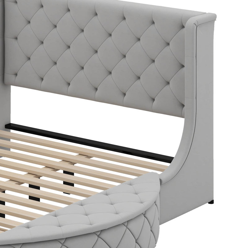 Queen Size Eitelbert Upholstered Storage Bed, Gray