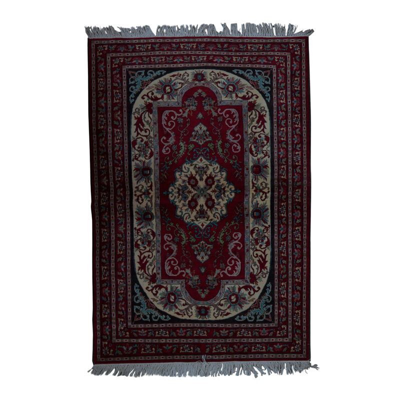Hand-Knotted High-Quality Dark Red Area Rug