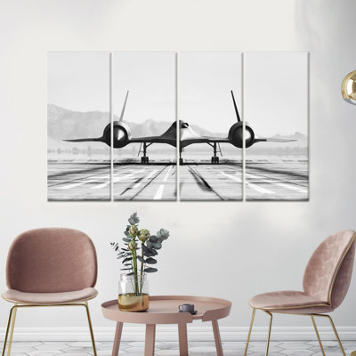 Toile imprimée: art moderne d'un avion à réaction - décoration murale élégante, toile tendue 4P