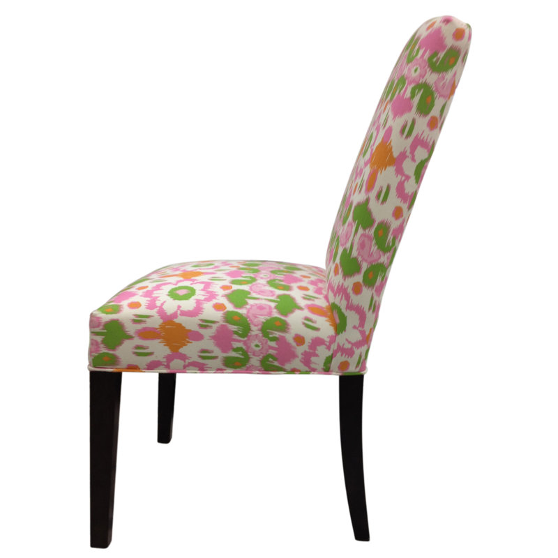 Chaise parsons en coton Flora, Rose / vert