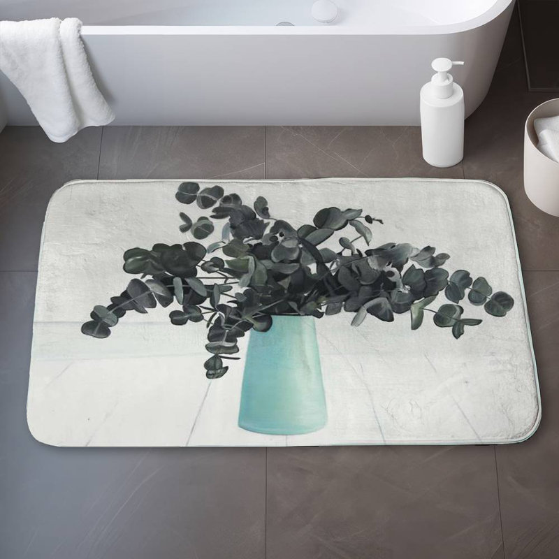 Bouquet of eucalyptus Bath Mat with Non-Slip Backing - Quick Dry Memory Foam Bathroom Rug - Absorbent - Modern Plush Spa-Style - Machine Washable