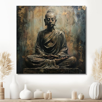 Bouddha rétro, art bleu argenté