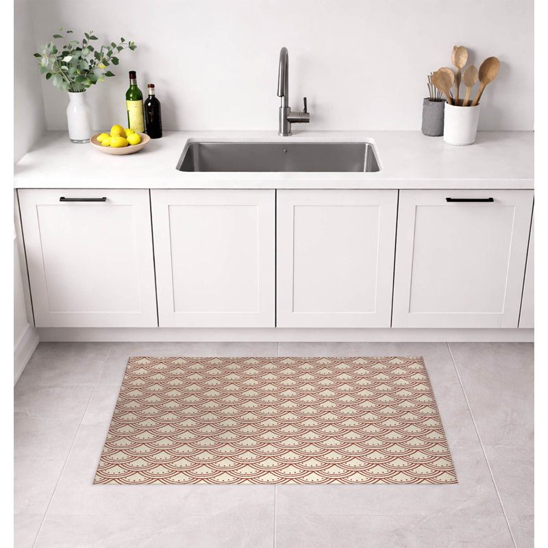 Tapis de cuisine Seigaiha, Rectangle 3' x 5', Brick Clay Geometric
