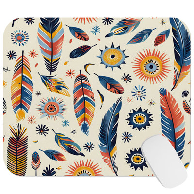 Boho Feather Dreams VIII Bohemian Gaming Cute Office Laptop Desk Pad Gift Mat Square Rectangle Non-Slip Mousepad