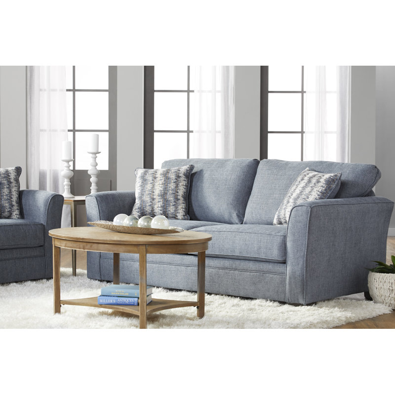 Esma Upholstered 79.5'' Sleeper Sofa, Blue/Gray Polypropylene/Olefin