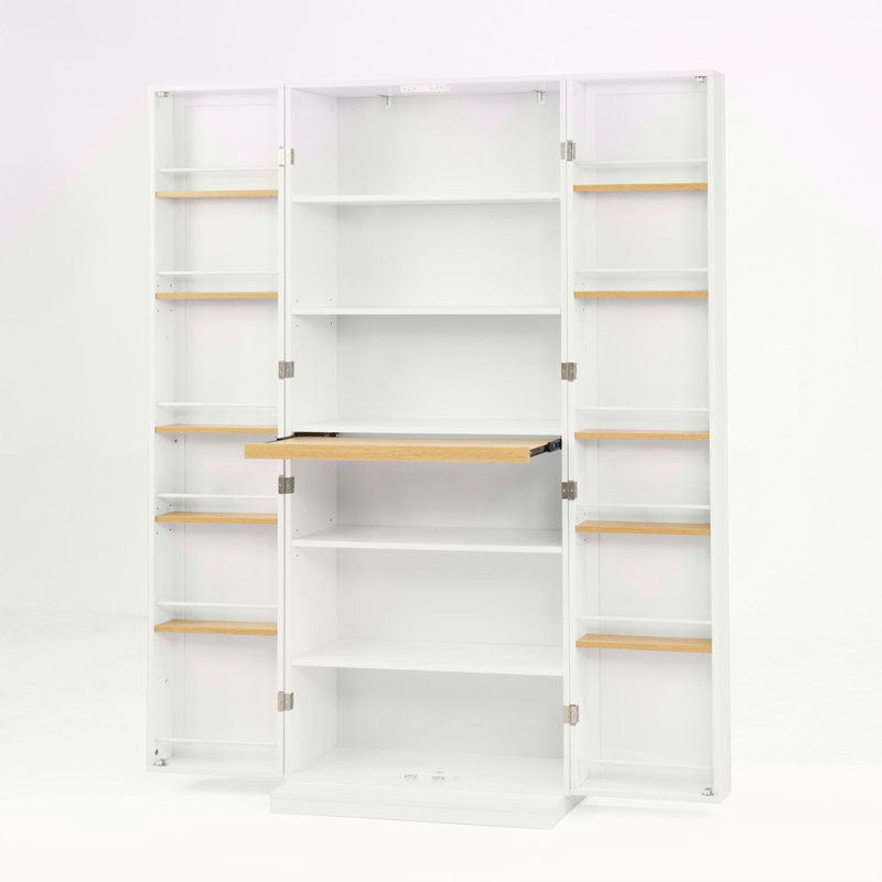 Garde-manger blanc avec portes et tablettes réglables Buffet autoportant pour cuisine, salon et salle à manger