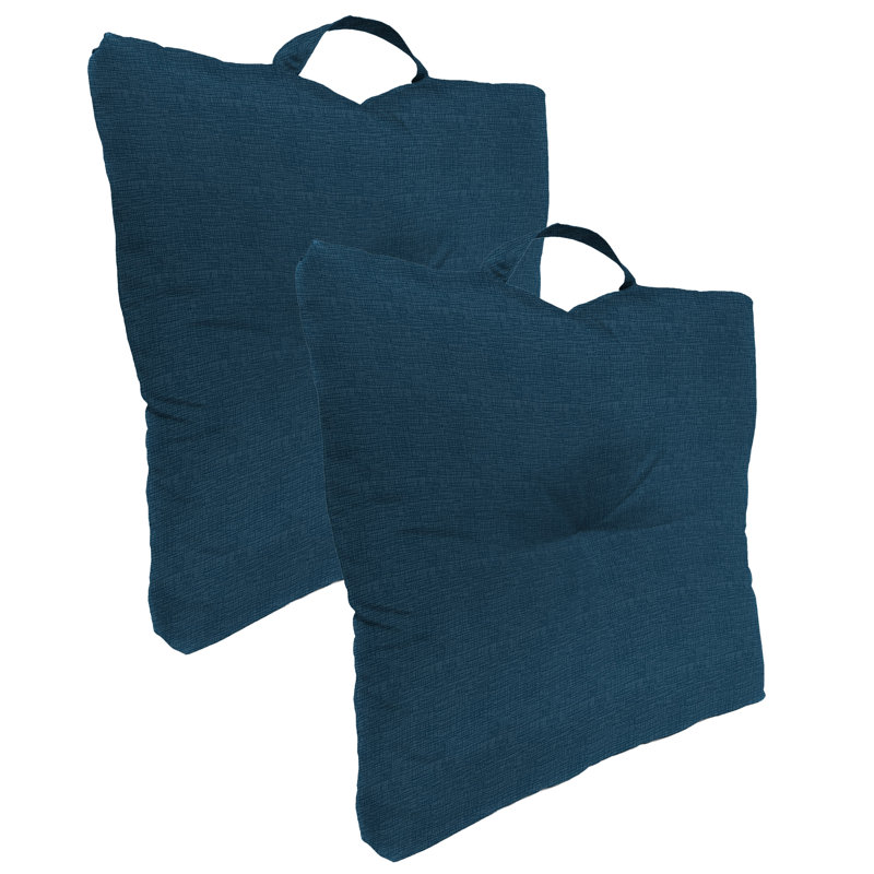 20" x 20" Tufted Outdoor Floor Cushion with Handle (Set of 2), Blue