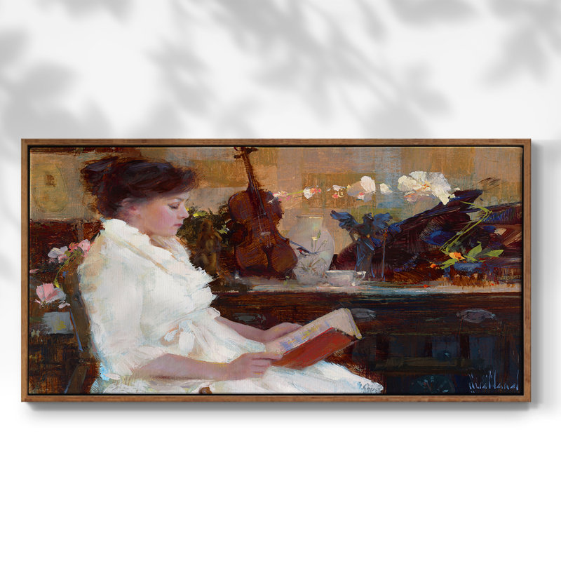 «A Quiet Moment» - Toile tendue avec châssis encadré - Prêt à être accroché, H 21 po x l 41 po, Noyer