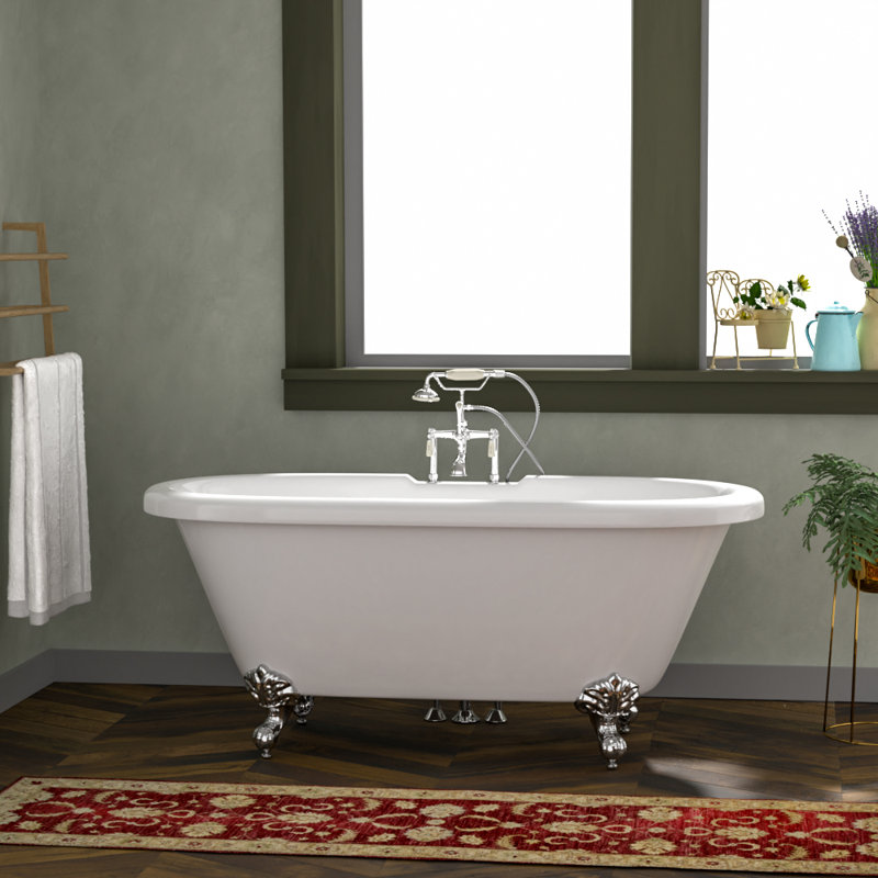 67'' x 29.12'' Soaking Acrylic Bathtub, Polished Chrome