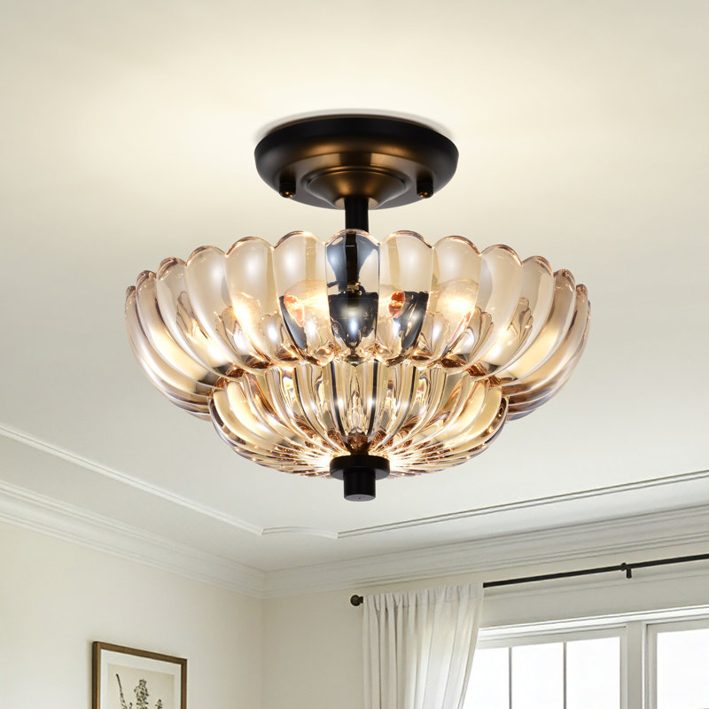 Plafonnier semi-encastré noir 3 lumières Chloe Modern, Amber, Colorful