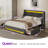 Upholstered Platform Bed Frame with Wingback Headboard & LED Lights& 4 Storage Drawers-966201849-966201854