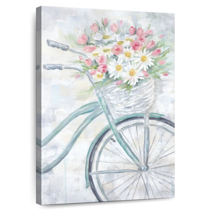Vélo vert Mehar avec panier de fleurs, H 24 po x l 16 po