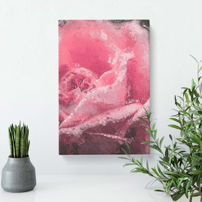 Petals Of A Pink Rose In Abstract - Wrapped Canvas Painting
