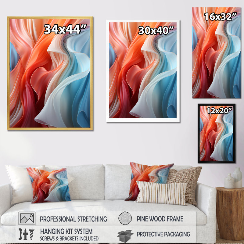 Multicolore géométrique chuchotant marées sur toile, Cadre doré simple, H 20 po x l 12 po x P 1 po