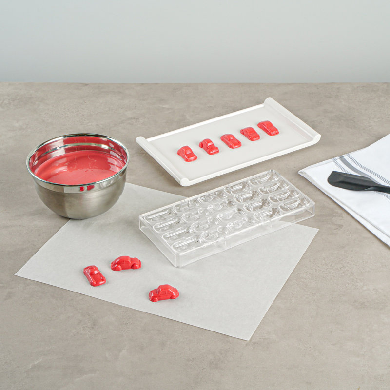 Moule à chocolat 10,8 x 5,3 pouces, 1 moule à bonbons congelable - 20 cavités, en polycarbonate transparent en forme de voiture, pour le chocolat, lavable au lave-vaisselle, facile à retirer