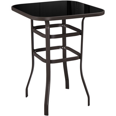 llenia Metal Bar Table with Tempered Glass Tabletop by Red Barrel Studio
