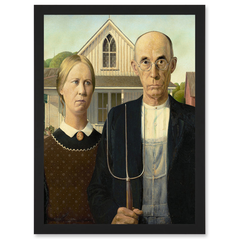 American Gothic by Grant Wood - Single Picture Frame Painting