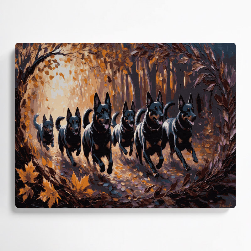 Chiens Schipperke, art mural en métal noir, H 12 po x l 18 po