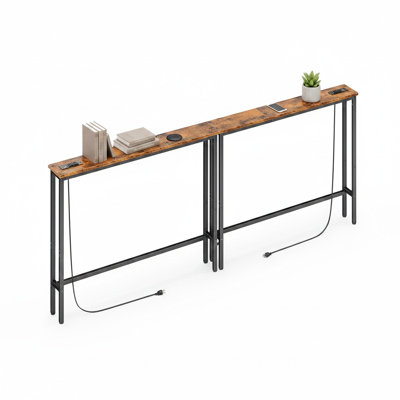 Ensemble de 2 console étroite 5,9 po avec prises de courant et table de canapé USB de 78,8 po avec cordon de 5,9 pi