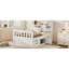 Lit plateforme simple avec options de rangement amovibles - blanc, grande taille et 4 tablettes blanches