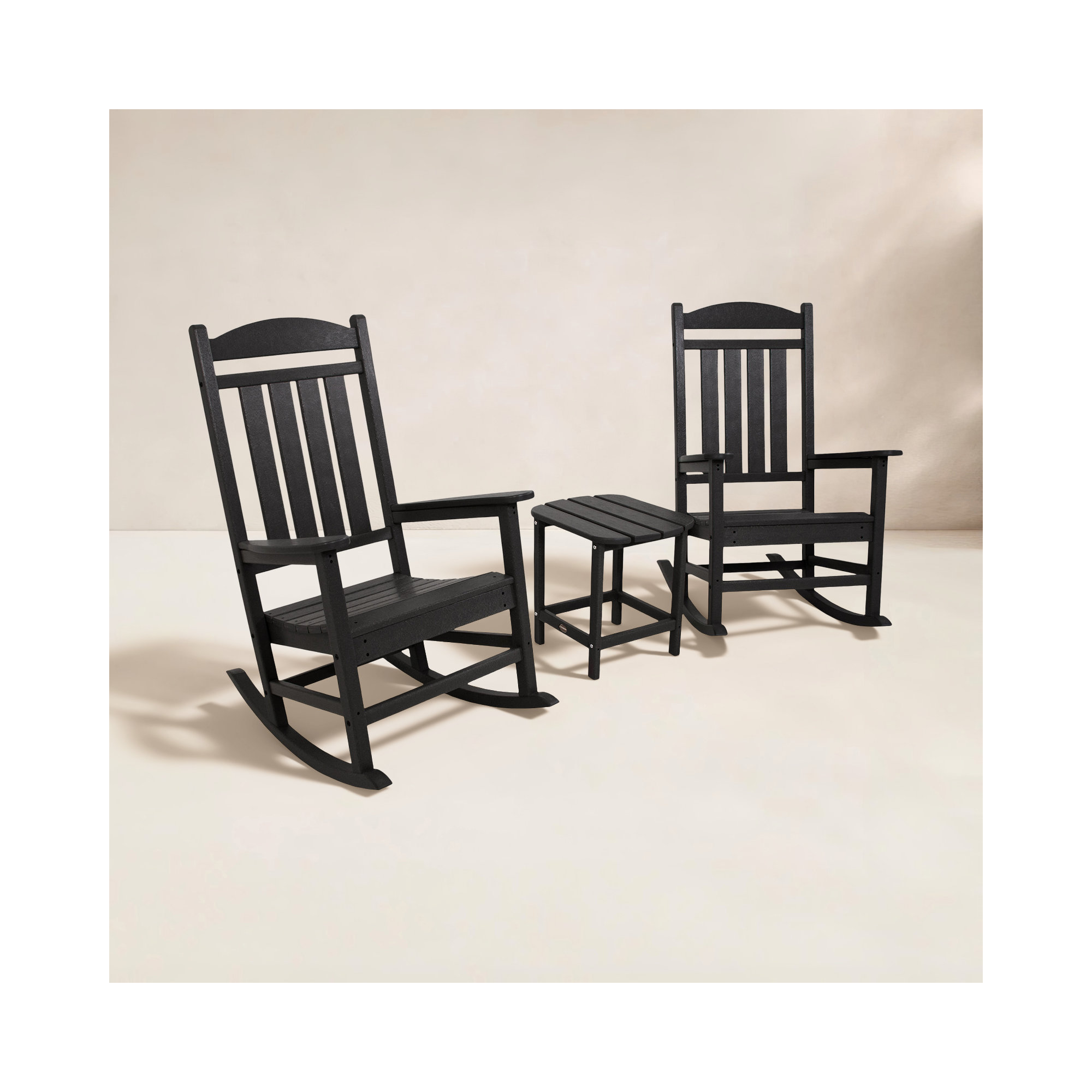 POLYWOOD Presidential Rocker 3-Piece Set, Black