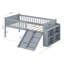 Structure de lit simple avec glissoire et tablette de rangement, lit plateforme en bois avec échelle et garde-corps, lit avec rangement sous le lit-1242377807