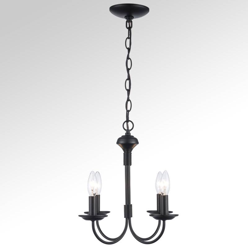 Richeson 4 - Light Candle Style Classic Chandelier, Black