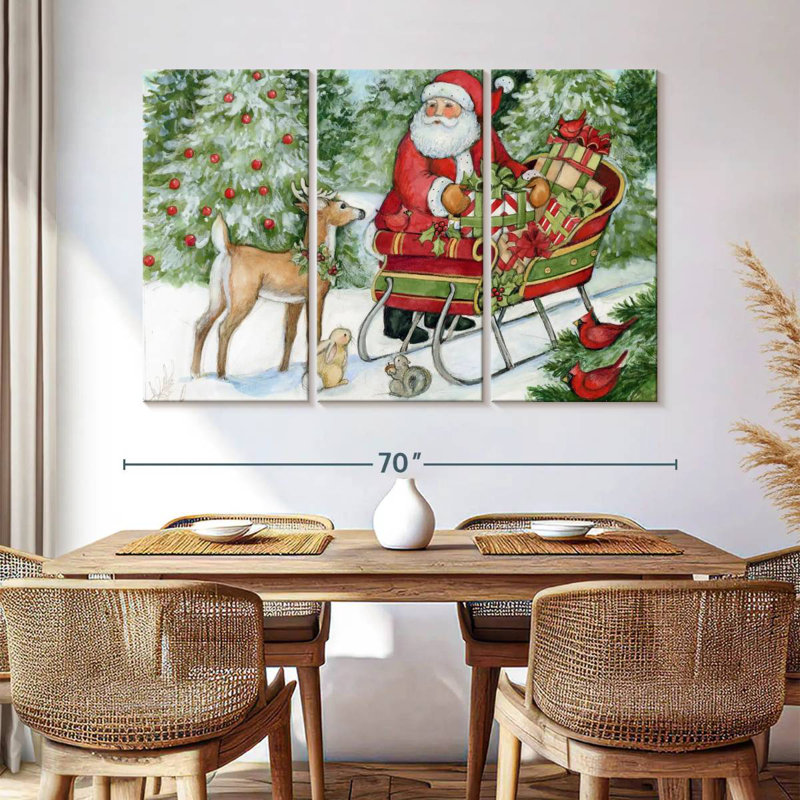 Père Noël et traîneau Woodland, H 24 po x l 38 po