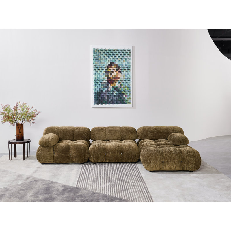 Canapé modulaire rembourré 4 pièces Daimion, Chenille dorée