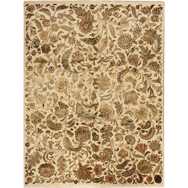 Tapis brun de haute qualité noué à la main, Rectangle 7 pi 11 po x 10 pi 4 po