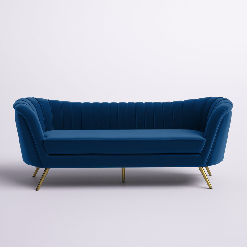 Canapé en velours 88 po Margo, Velours bleu marine