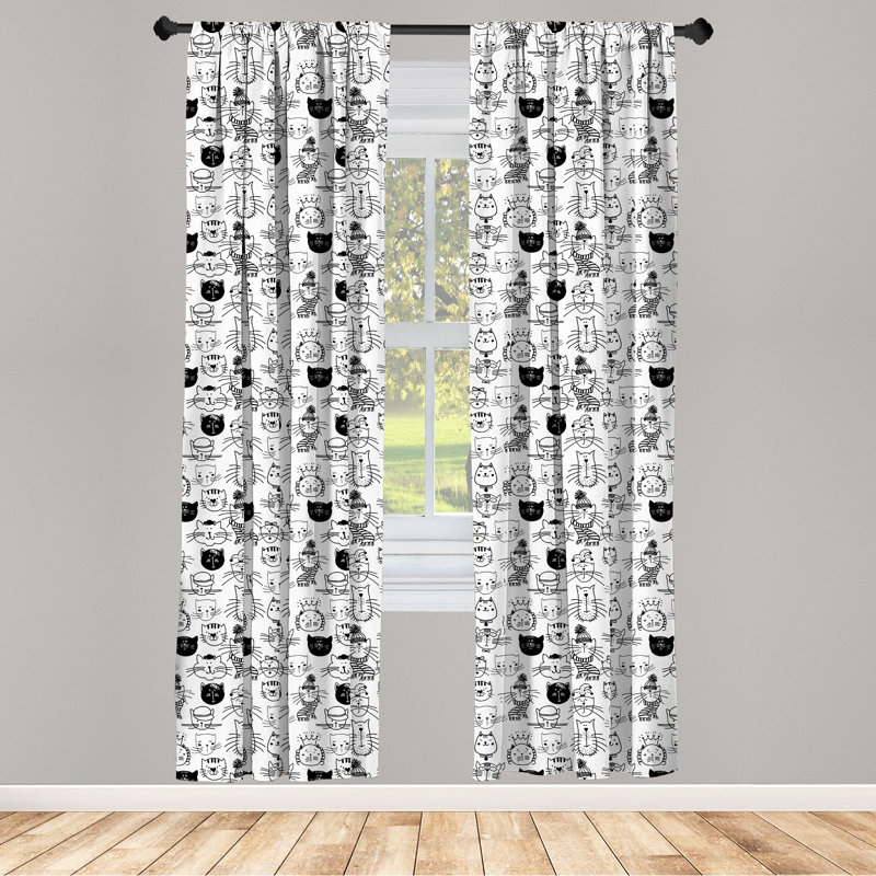 Doodle Semi-Sheer Rod Pocket Curtain Panels, 28" x 84"