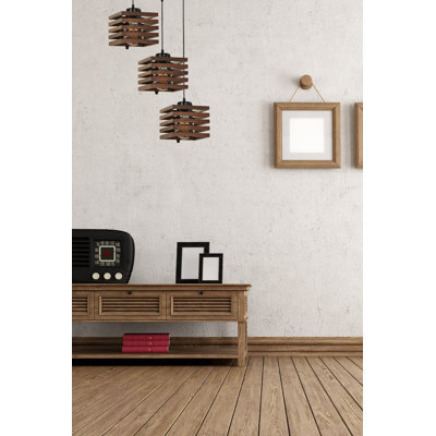 Lustre rustique en bois, 30 cm (11,8 po) de diamètre x 27,6 po de hauteur, réglable | Peinture électrostatique séchée au four, douille E27, 40 W maximum | Couleur unie brune, parfaite pour la décoration du Sud-Ouest et de la campagne