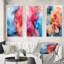 Liquid Purity Ink Wave Abstract In Red & Blue - Abstract Liquid Ink Art Set Of 3 Pieces-1689164307-1689164315
